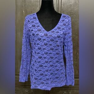 Sofia Vergara lace Blue longsleeves top - size Large